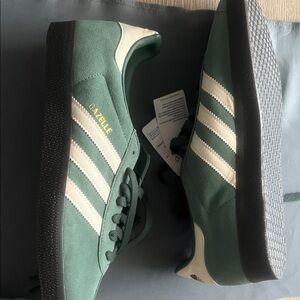 Adidas Gazelle Forest Green and White Shoes